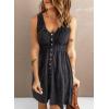 imageAcelitt Women Summer Casual Sleeveless Button Down Elastic Waist Swing Dresses XS2XLEdark Gray2