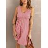 imageAcelitt Women Summer Casual Sleeveless Button Down Elastic Waist Swing Dresses XS2XLEpink