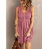 imageAcelitt Women Summer Casual Sleeveless Button Down Elastic Waist Swing Dresses XS2XLEpink3