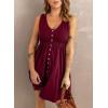 imageAcelitt Women Summer Casual Sleeveless Button Down Elastic Waist Swing Dresses XS2XLEred