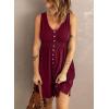 imageAcelitt Women Summer Casual Sleeveless Button Down Elastic Waist Swing Dresses XS2XLEred