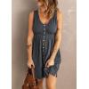 imageAcelitt Women Summer Casual Sleeveless Button Down Elastic Waist Swing Dresses XS2XLGray