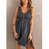 imageAcelitt Women Summer Casual Sleeveless Button Down Elastic Waist Swing Dresses XS2XLGray