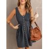 imageAcelitt Women Summer Casual Sleeveless Button Down Elastic Waist Swing Dresses XS2XLGray