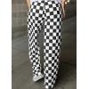 imageAcelitt Womens Casual Checkered Pants Elastic Waist Comfy Loose Wide Leg Pants with PocketsBlack and White