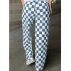 imageAcelitt Womens Casual Checkered Pants Elastic Waist Comfy Loose Wide Leg Pants with PocketsBlue and White