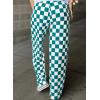 imageAcelitt Womens Casual Checkered Pants Elastic Waist Comfy Loose Wide Leg Pants with PocketsGreen and White