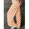 imageAcelitt Womens Casual Checkered Pants Elastic Waist Comfy Loose Wide Leg Pants with PocketsOrange and White