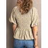 imageAcelitt Womens Spring Summer Puff Short Sleeve Peplum Top Casual V Neck Smocked Blouses Dressy ShirtCgreen