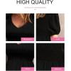 imageAcelitt Womens Spring Summer Puff Short Sleeve Peplum Top Casual V Neck Smocked Blouses Dressy ShirtDablack