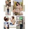 imageAcelitt Womens Spring Summer Puff Short Sleeve Peplum Top Casual V Neck Smocked Blouses Dressy ShirtDbwhite