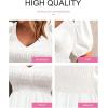 imageAcelitt Womens Spring Summer Puff Short Sleeve Peplum Top Casual V Neck Smocked Blouses Dressy ShirtDbwhite