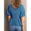 imageAcelitt Womens Spring Summer Puff Short Sleeve Peplum Top Casual V Neck Smocked Blouses Dressy ShirtDq Blue