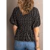 imageAcelitt Womens Spring Summer Puff Short Sleeve Peplum Top Casual V Neck Smocked Blouses Dressy ShirtDz Black