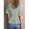 imageAcelitt Womens Spring Summer Puff Short Sleeve Peplum Top Casual V Neck Smocked Blouses Dressy ShirtDz Zgreen02