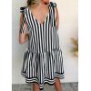 imageAcelitt Womens Summer Sleeveless Striped Dresses Casual Loose V Neck Flowy Ruffle Babydoll Dress Beach Vacation SundressBlack and White Stripe