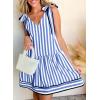 imageAcelitt Womens Summer Sleeveless Striped Dresses Casual Loose V Neck Flowy Ruffle Babydoll Dress Beach Vacation SundressBlue and White Stripe