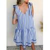 imageAcelitt Womens Summer Sleeveless Striped Dresses Casual Loose V Neck Flowy Ruffle Babydoll Dress Beach Vacation SundressBlue and White Stripe