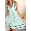 imageAcelitt Womens Summer Sleeveless Striped Dresses Casual Loose V Neck Flowy Ruffle Babydoll Dress Beach Vacation SundressGreen and White Stripe