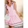 imageAcelitt Womens Summer Sleeveless Striped Dresses Casual Loose V Neck Flowy Ruffle Babydoll Dress Beach Vacation SundressPink and White Stripe
