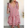 imageAcelitt Womens Summer Sleeveless Striped Dresses Casual Loose V Neck Flowy Ruffle Babydoll Dress Beach Vacation SundressRed and White Stripe
