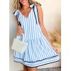 imageAcelitt Womens Summer Sleeveless Striped Dresses Casual Loose V Neck Flowy Ruffle Babydoll Dress Beach Vacation SundressSky Blue and White Stripe