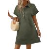 imageAcelitt Summer Lapel Collared Dresses for Women 2025 Batwing Short Sleeve Mini Dress Beach SundressFour Leaf Clover
