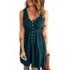 imageAcelitt Women Summer Casual Sleeveless Button Down Elastic Waist Swing Dresses XS2XLEgreen2
