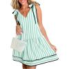 imageAcelitt Womens Summer Sleeveless Striped Dresses Casual Loose V Neck Flowy Ruffle Babydoll Dress Beach Vacation SundressGreen and White Stripe