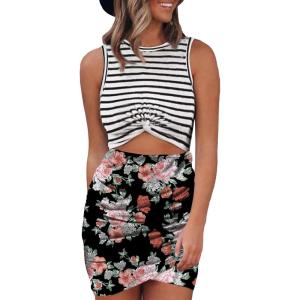 imageAcelitt Womens 2025 Summer Sleeveless Tank Dresses Cut Out Twist Bodycon Wrap Party Evening Mini DressCblack