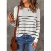 imageAcelitt Womens Casual Lightweight Long Sleeve Crewneck Knit Shirts Tops SXXLGstripe1