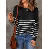 imageAcelitt Womens Casual Lightweight Long Sleeve Crewneck Knit Shirts Tops SXXLGstripe2
