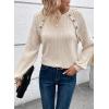 imageAcelitt Womens Fall Long Sleeve Tunic Tops Casual Crew Neck Dressy Shirt Lace Patchwork Blouses Pullover SweatersApricot