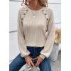 imageAcelitt Womens Fall Long Sleeve Tunic Tops Casual Crew Neck Dressy Shirt Lace Patchwork Blouses Pullover SweatersApricot