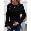 imageAcelitt Womens Fall Long Sleeve Tunic Tops Casual Crew Neck Dressy Shirt Lace Patchwork Blouses Pullover SweatersBlack