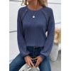 imageAcelitt Womens Fall Long Sleeve Tunic Tops Casual Crew Neck Dressy Shirt Lace Patchwork Blouses Pullover SweatersBlue