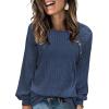 imageAcelitt Womens Fall Long Sleeve Tunic Tops Casual Crew Neck Dressy Shirt Lace Patchwork Blouses Pullover SweatersBlue