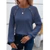 imageAcelitt Womens Fall Long Sleeve Tunic Tops Casual Crew Neck Dressy Shirt Lace Patchwork Blouses Pullover SweatersBlue