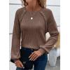 imageAcelitt Womens Fall Long Sleeve Tunic Tops Casual Crew Neck Dressy Shirt Lace Patchwork Blouses Pullover SweatersBrown