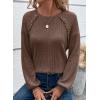imageAcelitt Womens Fall Long Sleeve Tunic Tops Casual Crew Neck Dressy Shirt Lace Patchwork Blouses Pullover SweatersBrown