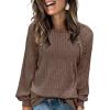 imageAcelitt Womens Fall Long Sleeve Tunic Tops Casual Crew Neck Dressy Shirt Lace Patchwork Blouses Pullover SweatersBrown