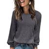 imageAcelitt Womens Fall Long Sleeve Tunic Tops Casual Crew Neck Dressy Shirt Lace Patchwork Blouses Pullover SweatersDark Gray