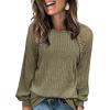 imageAcelitt Womens Fall Long Sleeve Tunic Tops Casual Crew Neck Dressy Shirt Lace Patchwork Blouses Pullover SweatersGreen
