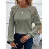 imageAcelitt Womens Fall Long Sleeve Tunic Tops Casual Crew Neck Dressy Shirt Lace Patchwork Blouses Pullover SweatersLaurel Green