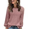 imageAcelitt Womens Fall Long Sleeve Tunic Tops Casual Crew Neck Dressy Shirt Lace Patchwork Blouses Pullover SweatersPurple