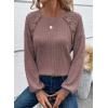 imageAcelitt Womens Fall Long Sleeve Tunic Tops Casual Crew Neck Dressy Shirt Lace Patchwork Blouses Pullover SweatersPurple