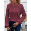 imageAcelitt Womens Fall Long Sleeve Tunic Tops Casual Crew Neck Dressy Shirt Lace Patchwork Blouses Pullover SweatersRed