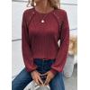 imageAcelitt Womens Fall Long Sleeve Tunic Tops Casual Crew Neck Dressy Shirt Lace Patchwork Blouses Pullover SweatersRed