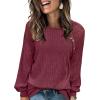 imageAcelitt Womens Fall Long Sleeve Tunic Tops Casual Crew Neck Dressy Shirt Lace Patchwork Blouses Pullover SweatersRed