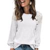 imageAcelitt Womens Fall Long Sleeve Tunic Tops Casual Crew Neck Dressy Shirt Lace Patchwork Blouses Pullover SweatersWhite